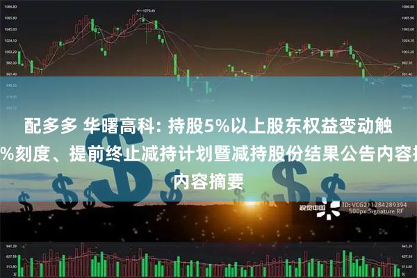 配多多 华曙高科: 持股5%以上股东权益变动触及1%刻度、提前终止减持计划暨减持股份结果公告内容摘要