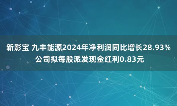 新影宝 九丰能源2024年净利润同比增长28.93% 公司拟每股派发现金红利0.83元
