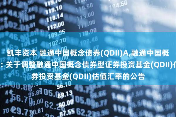 凯丰资本 融通中国概念债券(QDII)A,融通中国概念债券(QDII)C: 关于调整融通中国概念债券型证券投资基金(QDII)估值汇率的公告