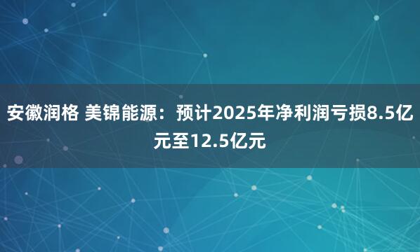 安徽润格 美锦能源：预计2025年净利润亏损8.5亿元至12.5亿元